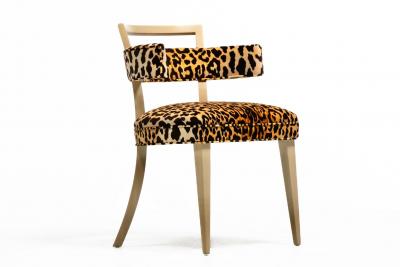 William Billy Haines Billy Haines Style Klismos Side Chair in Leopard Velvet Bleached Mahogany