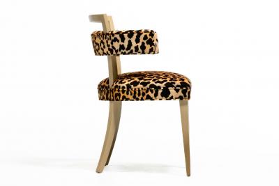 William Billy Haines Billy Haines Style Klismos Side Chair in Leopard Velvet Bleached Mahogany