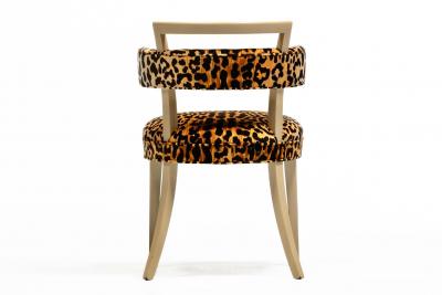William Billy Haines Billy Haines Style Klismos Side Chair in Leopard Velvet Bleached Mahogany