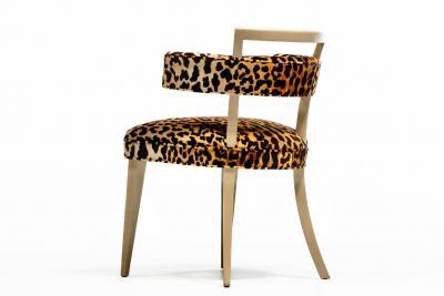 William Billy Haines Billy Haines Style Klismos Side Chair in Leopard Velvet Bleached Mahogany