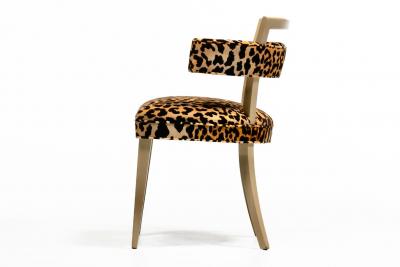William Billy Haines Billy Haines Style Klismos Side Chair in Leopard Velvet Bleached Mahogany