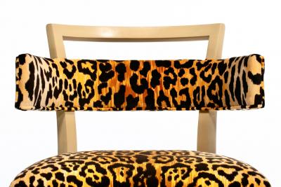 William Billy Haines Billy Haines Style Klismos Side Chair in Leopard Velvet Bleached Mahogany
