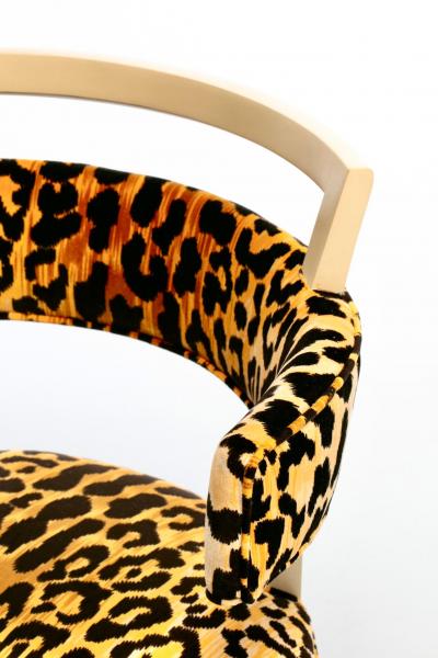 William Billy Haines Billy Haines Style Klismos Side Chair in Leopard Velvet Bleached Mahogany