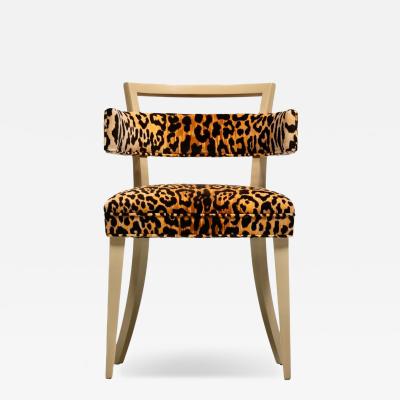 William Billy Haines Billy Haines Style Klismos Side Chair in Leopard Velvet Bleached Mahogany