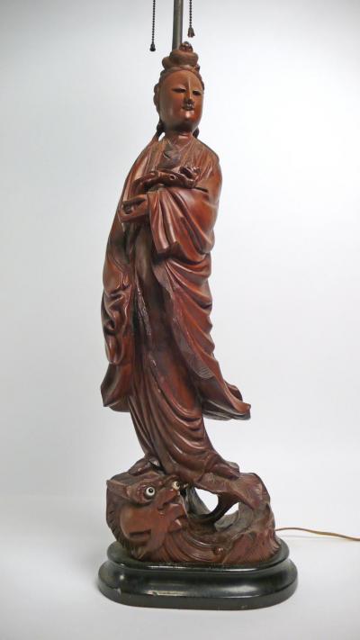 William Billy Haines Hand carved Teak Asian Lamp