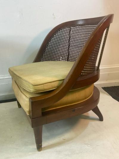 William Billy Haines MID CENTURY PAIR OF CANE WOOD AND BRASS CHAIRS IN THE MANNER OF BILLY HAINES