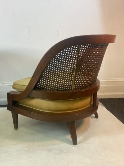 William Billy Haines MID CENTURY PAIR OF CANE WOOD AND BRASS CHAIRS IN THE MANNER OF BILLY HAINES