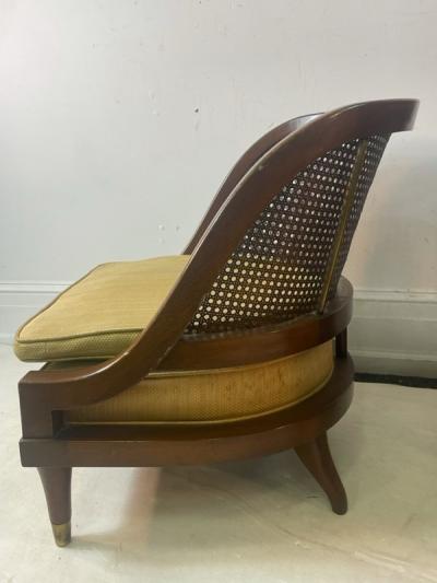 William Billy Haines MID CENTURY PAIR OF CANE WOOD AND BRASS CHAIRS IN THE MANNER OF BILLY HAINES