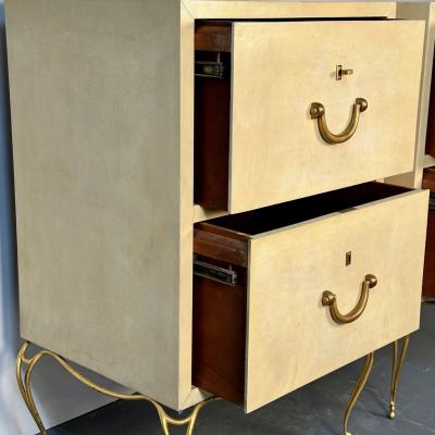 William Billy Haines Pair Large Mid Century French Parchment Commodes Chests or Cabinets 1950s
