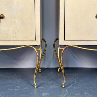 William Billy Haines Pair Large Mid Century French Parchment Commodes Chests or Cabinets 1950s