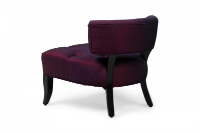 William Billy Haines Pair of Billy Haines Purple Upholstered Slipper Chairs and Matching Ottoman