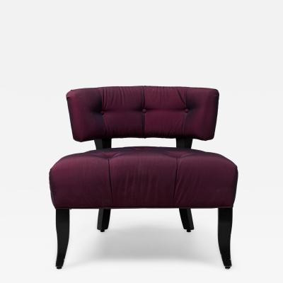 William Billy Haines Pair of Billy Haines Purple Upholstered Slipper Chairs and Matching Ottoman