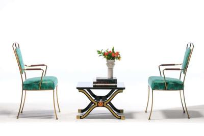 William Billy Haines Pair of Billy Haines Style Hollywood Regency Armchairs in Tony Duquette Fabric