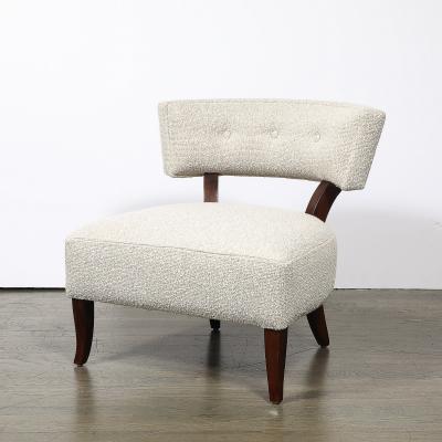 William Billy Haines Pair of Mid Century Curved Slipper Chairs w Boucl Upholstery by Billy Haines