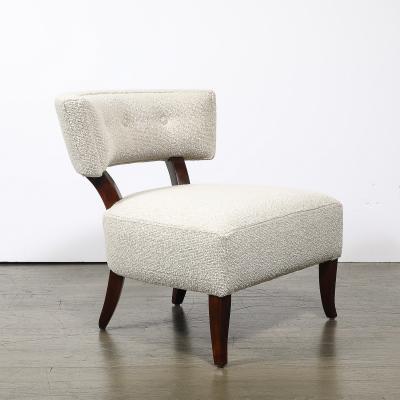 William Billy Haines Pair of Mid Century Curved Slipper Chairs w Boucl Upholstery by Billy Haines