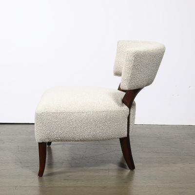 William Billy Haines Pair of Mid Century Curved Slipper Chairs w Boucl Upholstery by Billy Haines