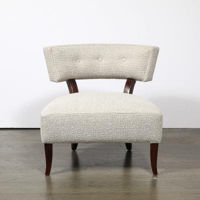 William Billy Haines Pair of Mid Century Curved Slipper Chairs w Boucl Upholstery by Billy Haines