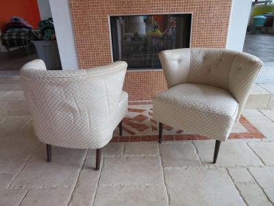 William Billy Haines Sculptural Billy Haines Style Barrel Back Lounge Chairs Mid Century Modern Pair