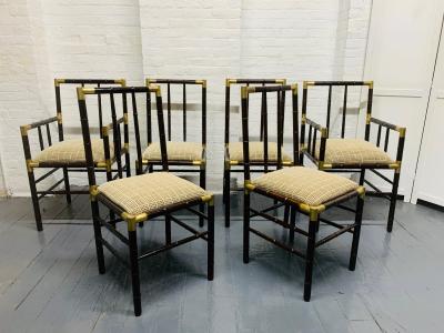 William Billy Haines Set of 6 Billy Haines Faux Bamboo Dining Chairs