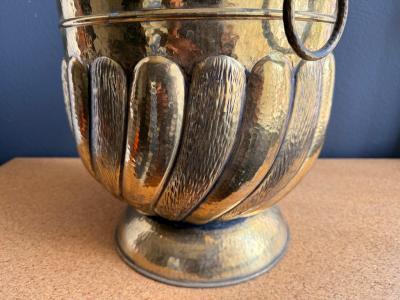 William Billy Haines Victorian Brass Fluted Planter with Ring Handles Antique Style 1970s