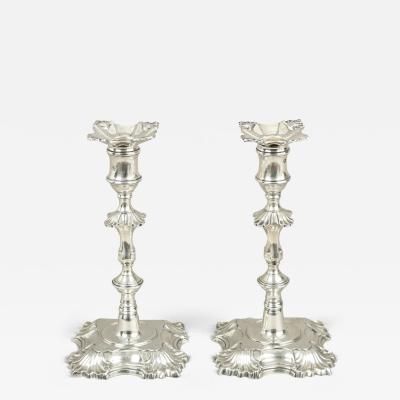 William Cafe Pair George III Silver Candlesticks