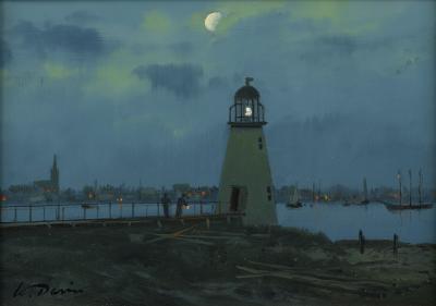 William Davis Palmer Island Light New Bedford MA c 1870