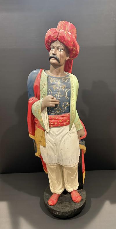 William Demuth Carved and Painted Pine Cigar Store countertop Sultana