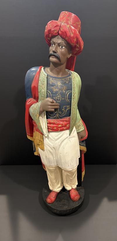 William Demuth Carved and Painted Pine Cigar Store countertop Sultana