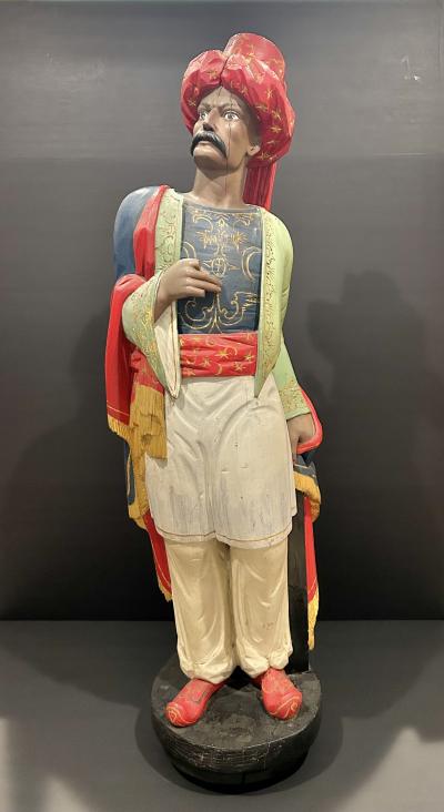 William Demuth Carved and Painted Pine Cigar Store countertop Sultana