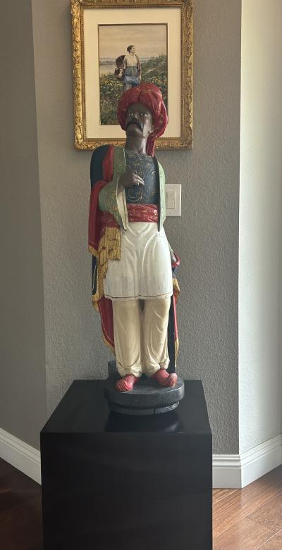 William Demuth Carved and Painted Pine Cigar Store countertop Sultana