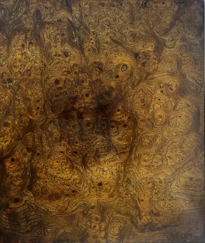 William Doezema 1970s William Doezema Mastercraft Burlwood Brass Credenza Hollywood Regency