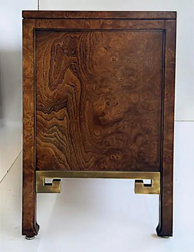 William Doezema 1970s William Doezema Mastercraft Burlwood Brass Credenza Hollywood Regency