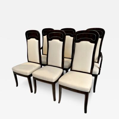 William Doezema Set of 6 Mastercraft Carpathian Elm and Brass Inlaid Dining Chairs