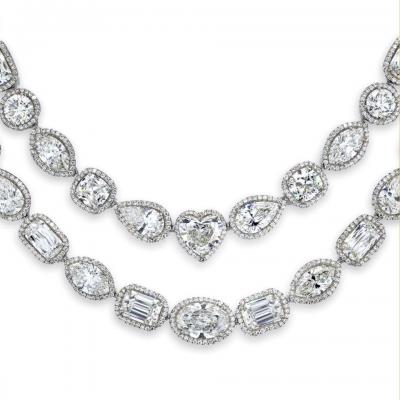 William Goldman William Goldberg Goldberg Platinum 63 Carat Diamond Infinity Necklace