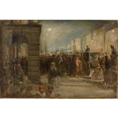 William Gordon Burn Murdoch British 1862 1939 Busy European Street Scene