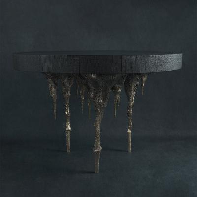William Guillon DESENCHANT E TABLE One of a kind bronze and burnt wood round table