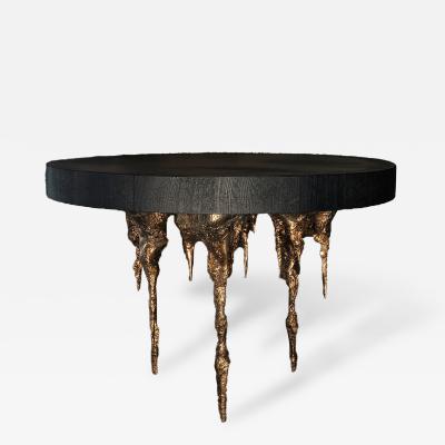 William Guillon DESENCHANT E TABLE One of a kind bronze and burnt wood round table