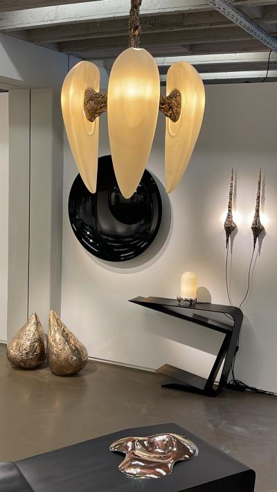 William Guillon LV426 CUSTOM Bronze and porcelain one of a kind sculptural pendant