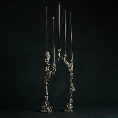 William Guillon OMNIA VANITAS 19 One of a kind white bronze candleholder for 3 candles signed