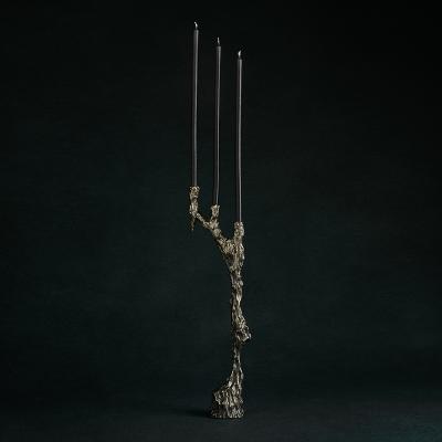 William Guillon OMNIA VANITAS 19 One of a kind white bronze candleholder for 3 candles signed