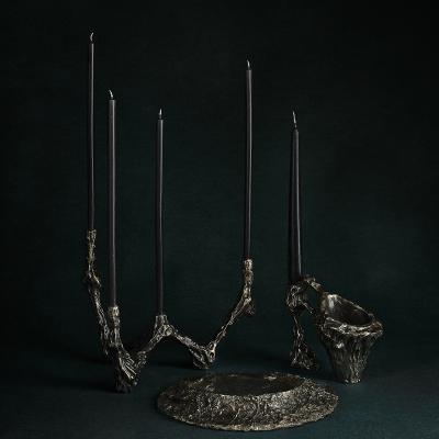 William Guillon OMNIA VANITAS 22 One of a kind white bronze candleholder for 4 candles signed