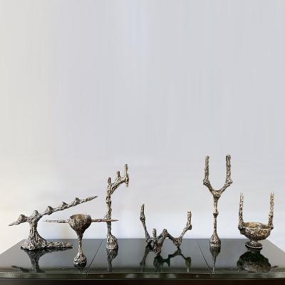 William Guillon OMNIA VANITAS 6 One of a kind white bronze candleholder for 2 candles signed