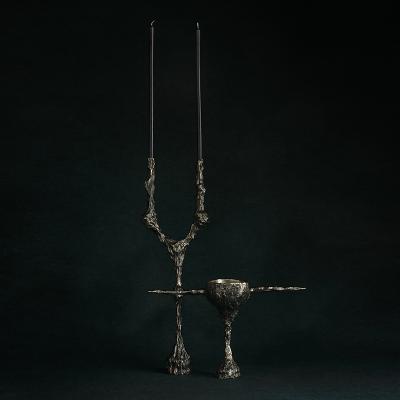 William Guillon OMNIA VANITAS 6 One of a kind white bronze candleholder for 2 candles signed