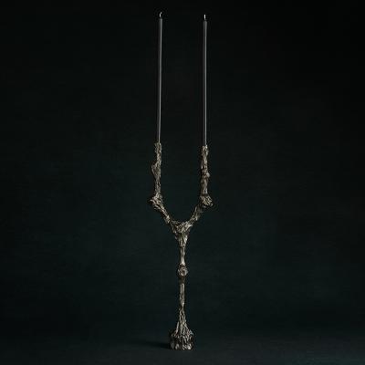 William Guillon OMNIA VANITAS 6 One of a kind white bronze candleholder for 2 candles signed