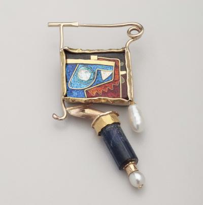 William Harper Enamel Gold Silver Brooch by William Harper