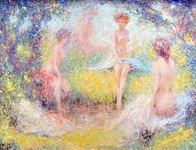 William Henry Clapp Four Nudes in a Forest