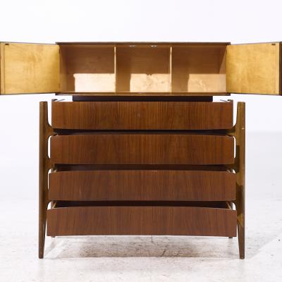 William Hinn William Hinn Mid Century Walnut Curved Front Highboy Dresser