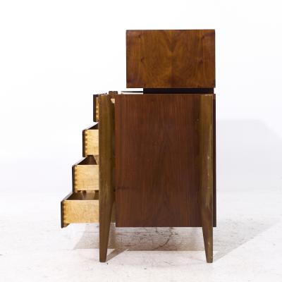 William Hinn William Hinn Mid Century Walnut Curved Front Highboy Dresser