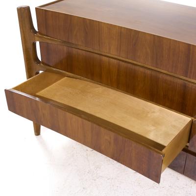 William Hinn William Hinn Mid Century Walnut Curved Front Lowboy Dresser