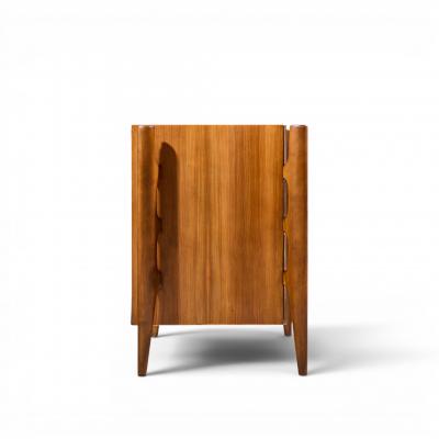 William Hinn William Hinn Mid Century Walnut Curved Front Lowboy Dresser
